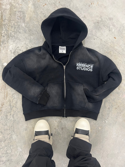 STAR-STUDDED ZIP UP BLACK