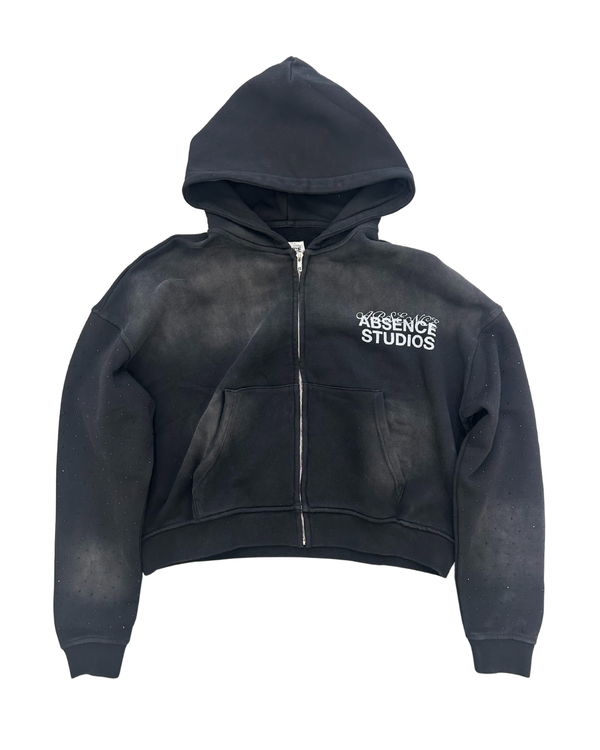 STAR-STUDDED ZIP UP BLACK