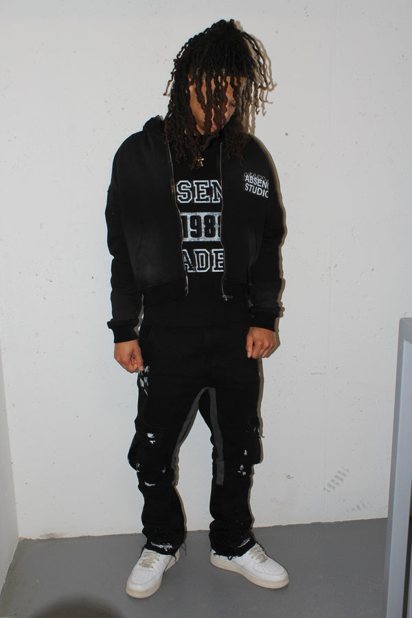 STAR-STUDDED ZIP UP BLACK